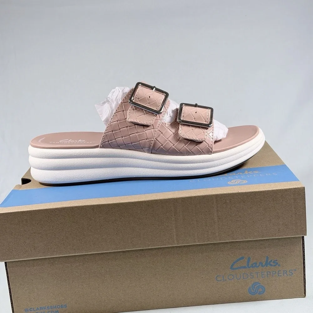 Clarks Cloudsteppers Size-9.5M Womens Sandals Drift Buckle‎ 10W Peach/Rose